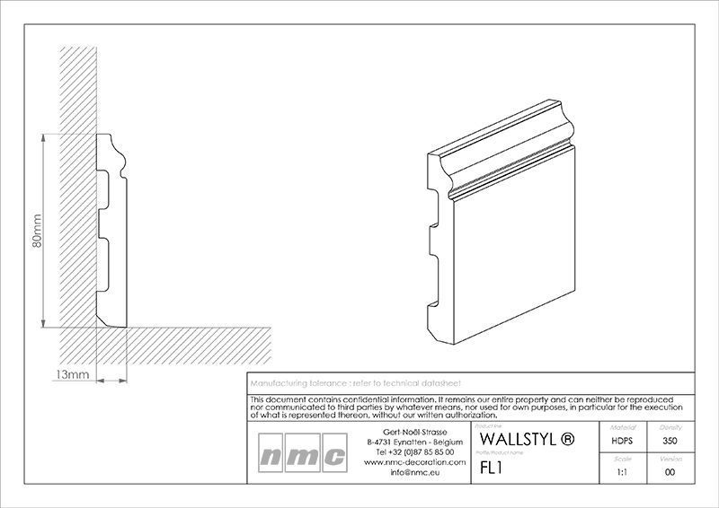 Плинтус NMC Wallstyl FL1 (80х13)мм FL1 фото