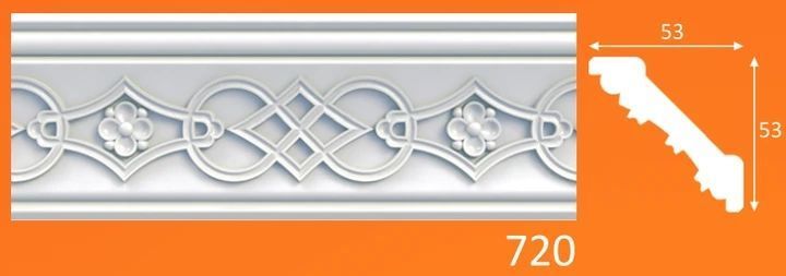 Карниз пінополістироловий з малюнком Optima Decor 720 (53x53)мм 720 фото