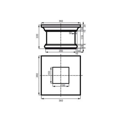 Капитель &ndash; база Prestige Decor LC 116-1 колонны квадратной фасадной полистироловой. LC 116-1 фото